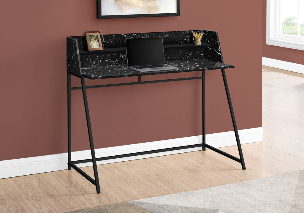 Monarch Specialties I 7544 Computer Desk, Home Office, Laptop, Storage Shelves, 48"l, Work, Metal, Laminate, Black Marble Look, Contemporary, Modern - - Mounts For Less