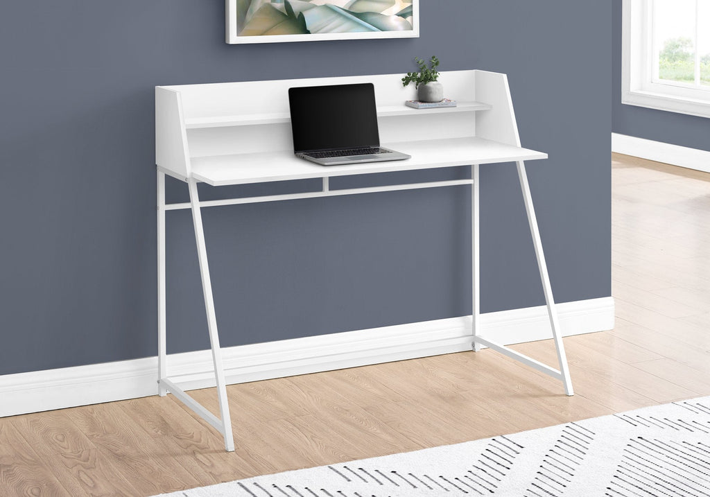 Monarch Specialties I 7545 Computer Desk, Home Office, Laptop, Storage Shelves, 48"l, Work, Metal, Laminate, White, Contemporary, Modern - - Mounts For Less
