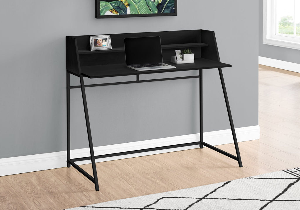 Monarch Specialties I 7547 Computer Desk, Home Office, Laptop, Storage Shelves, 48"l, Work, Metal, Laminate, Black, Contemporary, Modern - - Mounts For Less