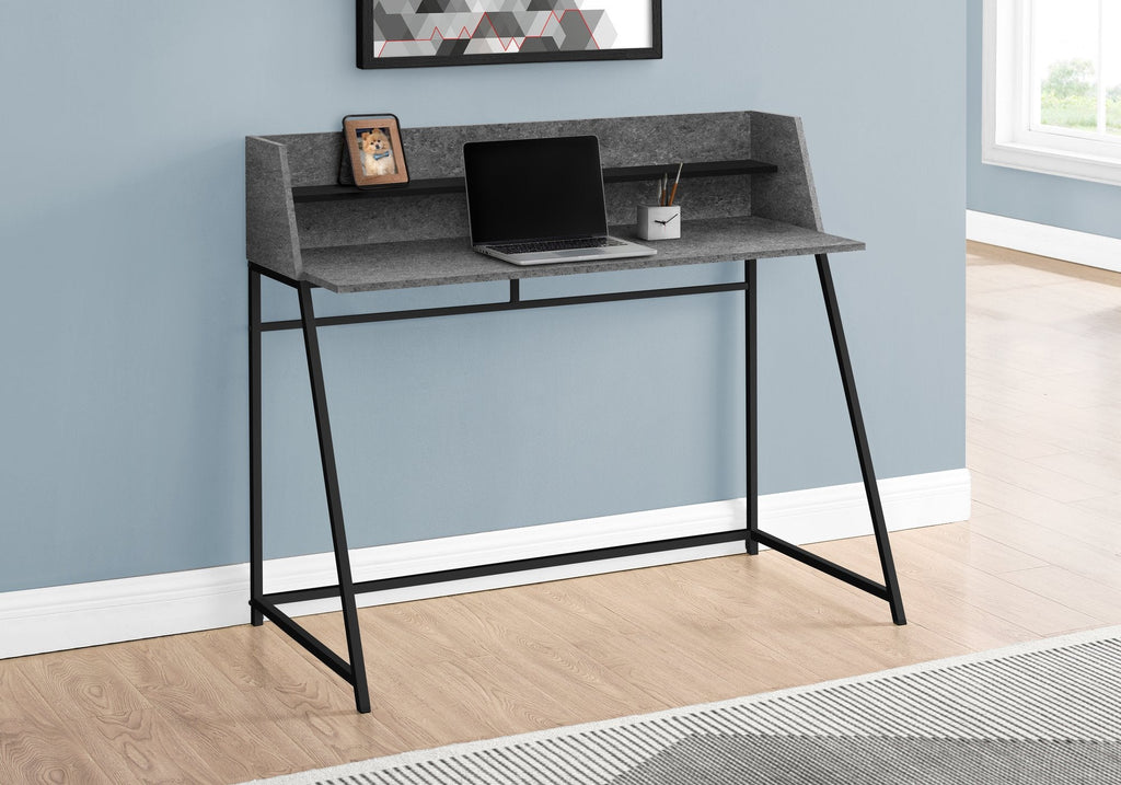 Monarch Specialties I 7550 Computer Desk, Home Office, Laptop, Storage Shelves, 48"l, Work, Metal, Laminate, Grey, Black, Contemporary, Modern - - Mounts For Less