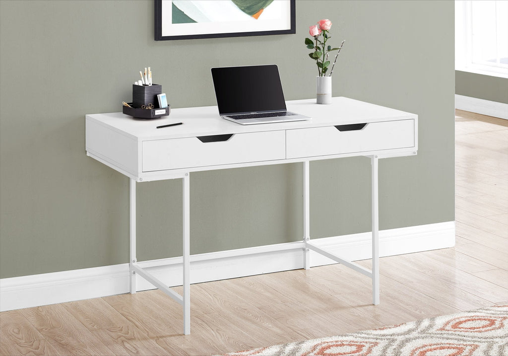Monarch Specialties I 7554 Computer Desk, Home Office, Laptop, Storage Drawers, 48"l, Work, Metal, Laminate, White, Contemporary, Modern - - Mounts For Less