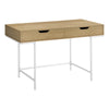 Monarch Specialties I 7569 Computer Desk, Home Office, Laptop, Storage Drawers, 48"l, Work, Metal, Laminate, Natural, White, Contemporary, Modern - - Mounts For Less