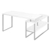Monarch Specialties I 7585 Computer Desk, Home Office, Corner, Left, Right Set-up, Storage Shelves, 60"l, L Shape, Work, Laptop, Metal, Laminate, White, Grey, Contemporary, Modern - - Mounts For Less