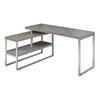 Monarch Specialties I 7586 Computer Desk, Home Office, Corner, Left, Right Set-up, Storage Shelves, 60"l, L Shape, Work, Laptop, Metal, Laminate, Grey, Silver, Contemporary, Modern - - Mounts For Less