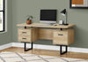 Monarch Specialties I 7628 Computer Desk, Home Office, Laptop, Left, Right Set-up, Storage Drawers, 60"l, Work, Metal, Laminate, Natural, Black, Contemporary, Modern - - Mounts For Less