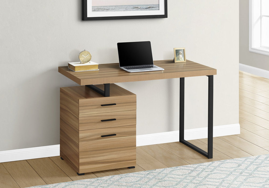 Monarch Specialties I 7642 Computer Desk, Home Office, Laptop, Left, Right Set-up, Storage Drawers, 48"l, Work, Metal, Laminate, Brown, Black, Contemporary, Modern - - Mounts For Less