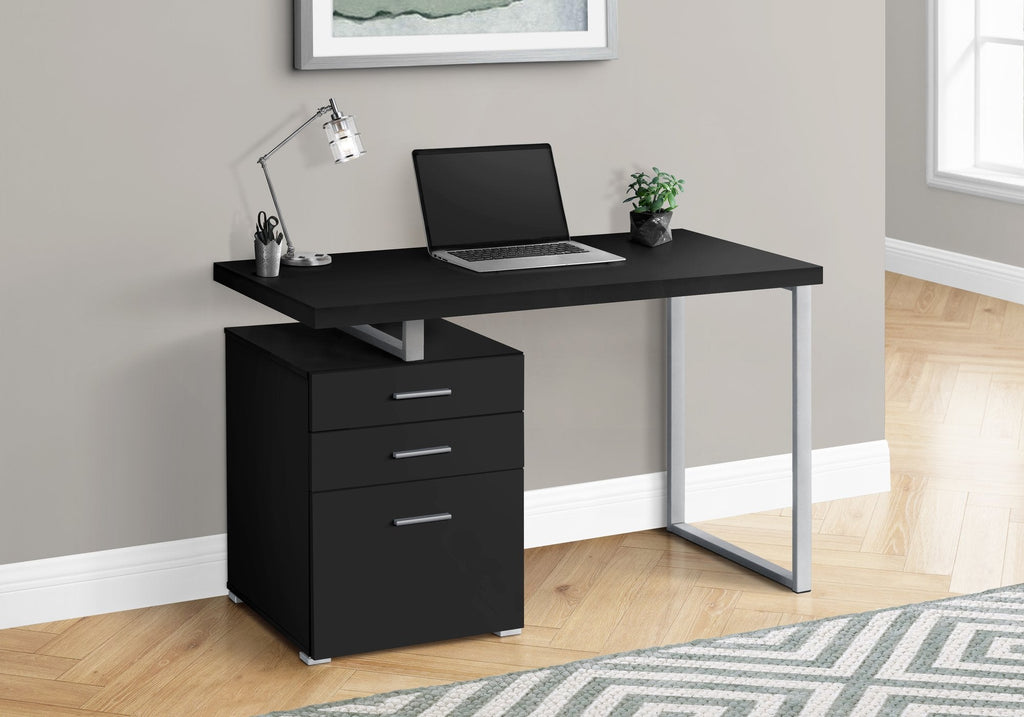 Monarch Specialties I 7649 Computer Desk, Home Office, Laptop, Left, Right Set-up, Storage Drawers, 48"l, Work, Metal, Laminate, Black, Grey, Contemporary, Modern - - Mounts For Less