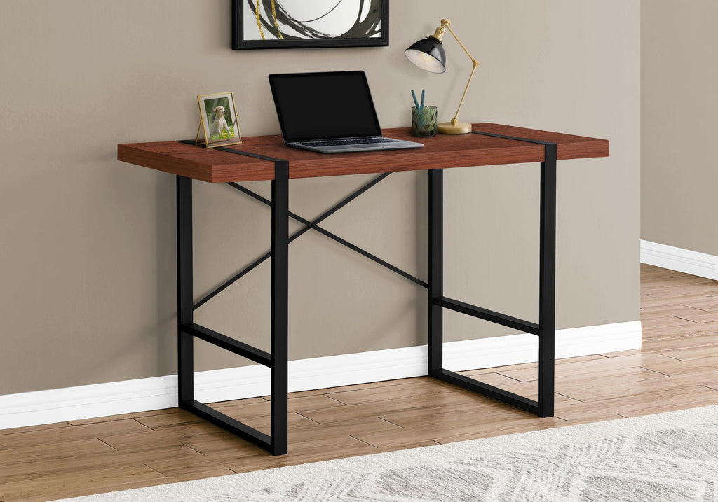 Monarch Specialties I 7656 Computer Desk, Home Office, Laptop, 48"l, Work, Metal, Laminate, Brown, Black, Contemporary, Modern - - Mounts For Less