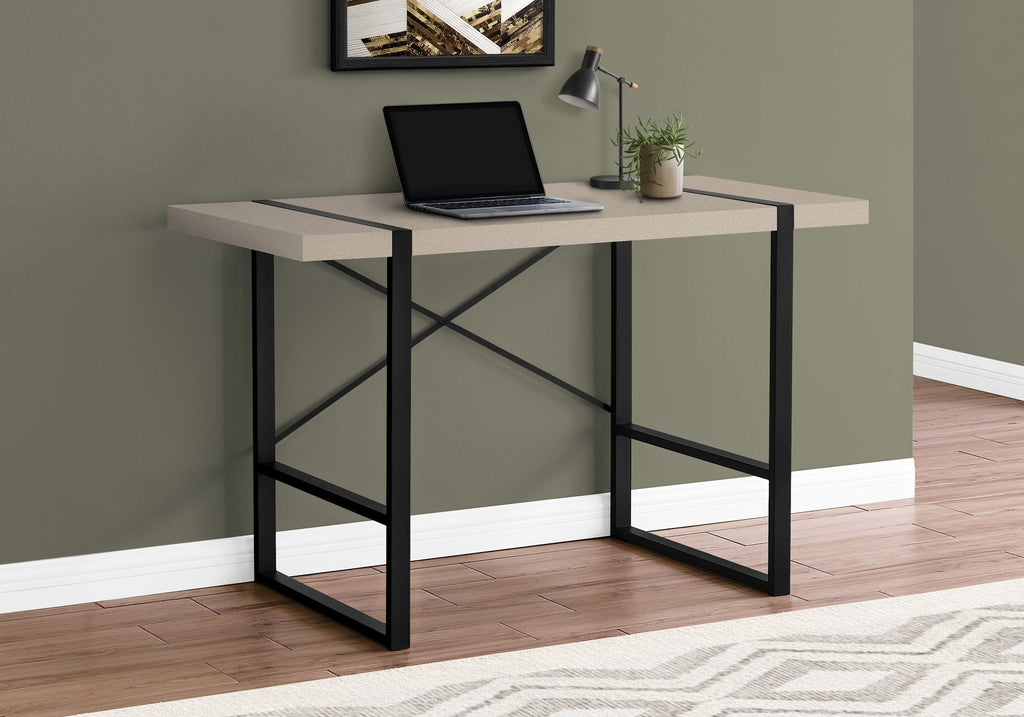 Monarch Specialties I 7659 Computer Desk, Home Office, Laptop, 48"l, Work, Metal, Laminate, Beige, Black, Contemporary, Modern - - Mounts For Less