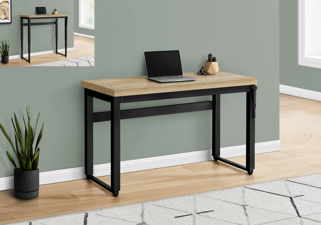 Monarch Specialties I 7678 Computer Desk, Home Office, Standing, Adjustable, 48"l, Work, Laptop, Metal, Laminate, Natural, Black, Contemporary, Modern - - Mounts For Less