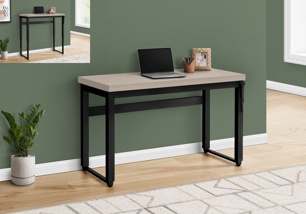 Monarch Specialties I 7679 Computer Desk, Home Office, Standing, Adjustable, 48"l, Work, Laptop, Metal, Laminate, Beige, Black, Contemporary, Modern - - Mounts For Less