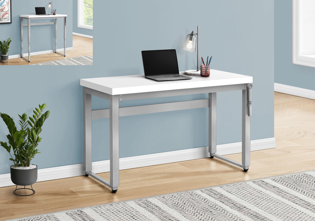 Monarch Specialties I 7683 Computer Desk, Home Office, Standing, Adjustable, 48"l, Work, Laptop, Metal, Laminate, White, Grey, Contemporary, Modern - - Mounts For Less