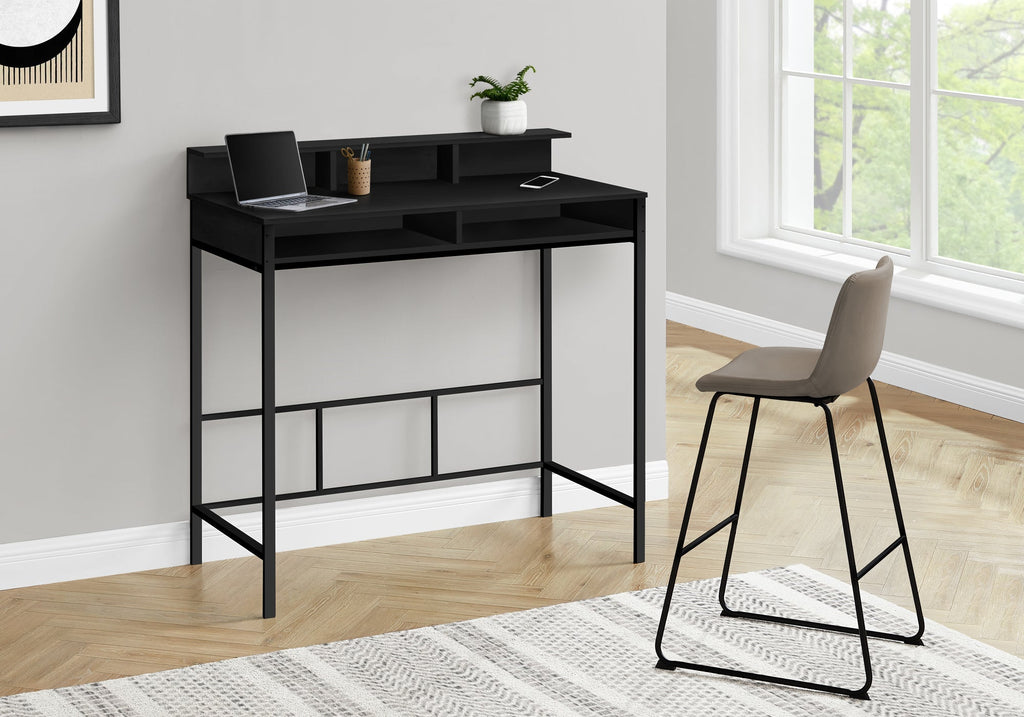 Monarch Specialties I 7700 Computer Desk, Home Office, Standing, Storage Shelves, 48"l, Work, Laptop, Metal, Laminate, Black, Contemporary, Modern - - Mounts For Less