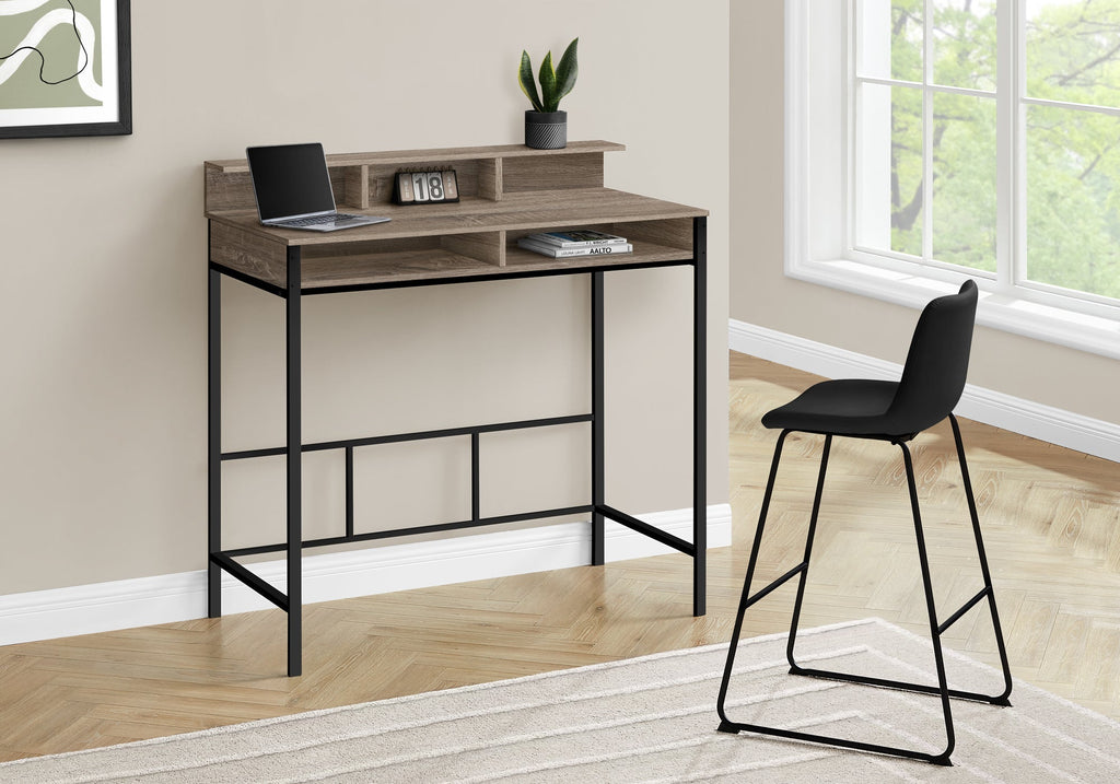 Monarch Specialties I 7702 Computer Desk, Home Office, Standing, Storage Shelves, 48"l, Work, Laptop, Metal, Laminate, Brown, Black, Contemporary, Modern - - Mounts For Less