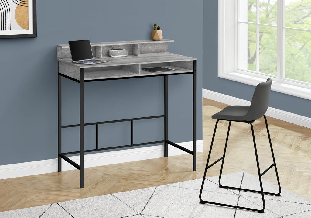 Monarch Specialties I 7703 Computer Desk, Home Office, Standing, Storage Shelves, 48"l, Work, Laptop, Metal, Laminate, Grey, Black, Contemporary, Modern - - Mounts For Less