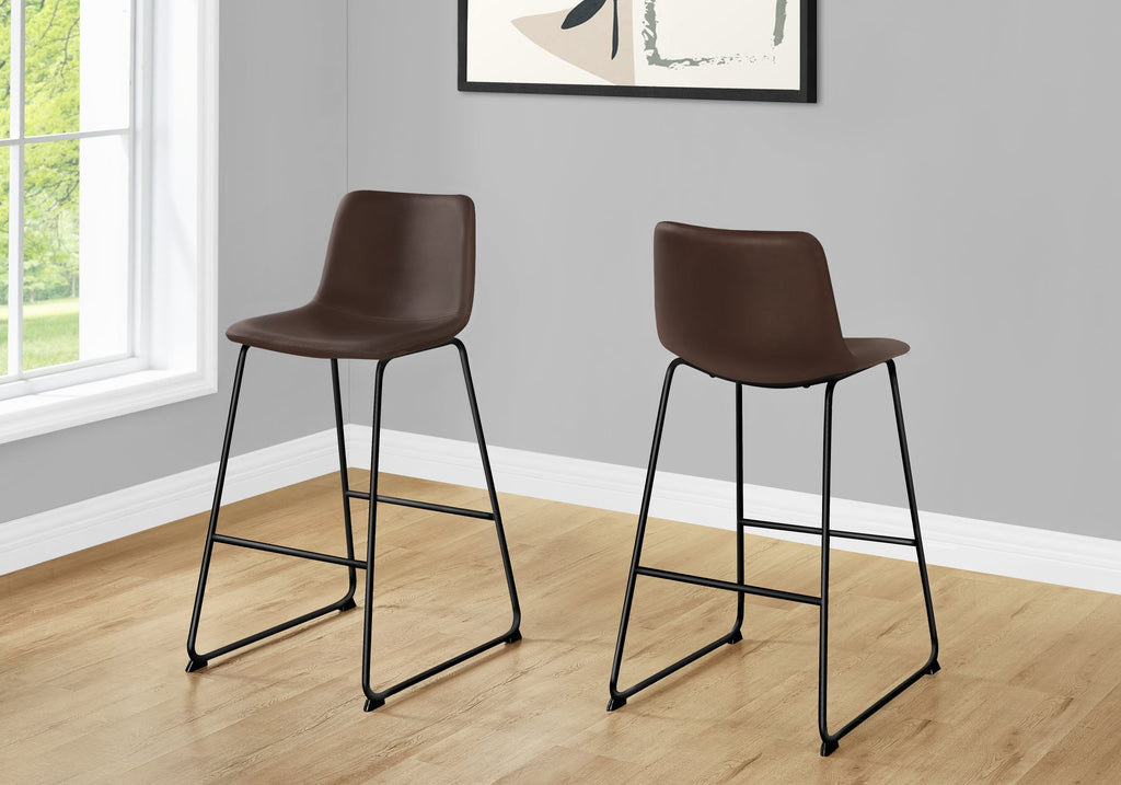 Monarch Specialties I 7753 Office Chair, Bar Height, Standing, Computer Desk, Work, Pu Leather Look, Metal, Brown, Black, Contemporary, Modern - - Mounts For Less
