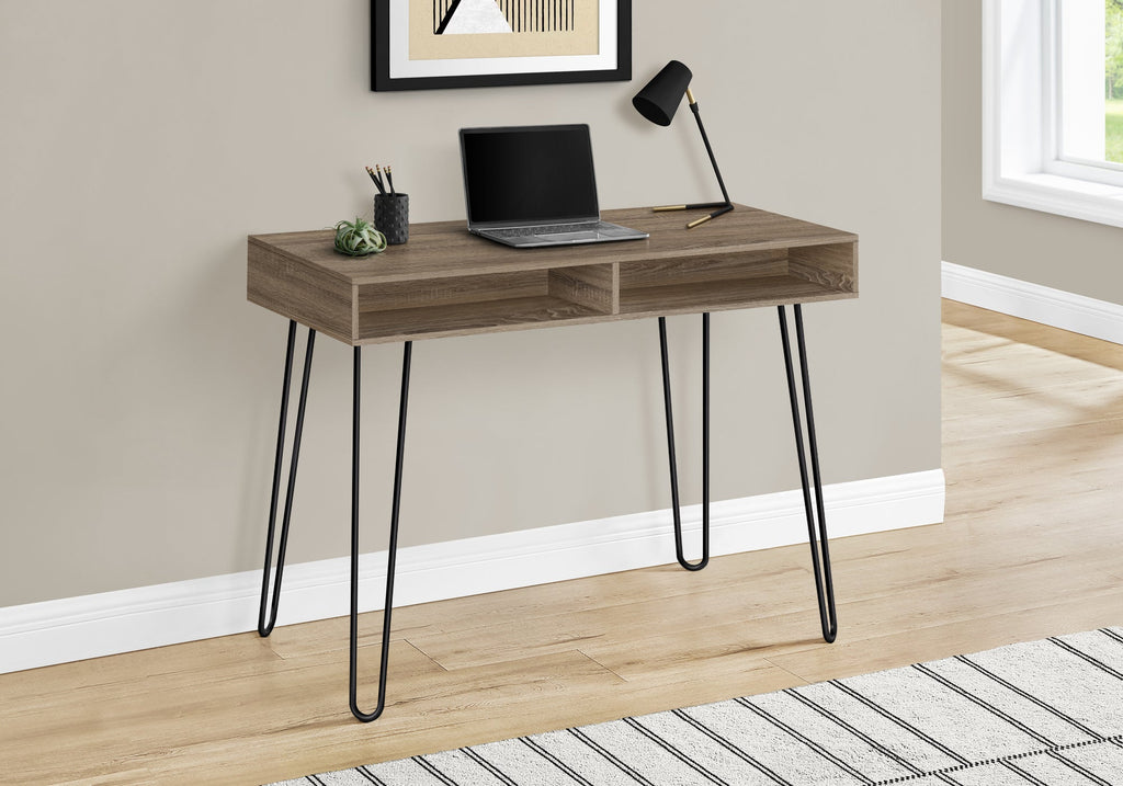 Monarch Specialties I 7772 Computer Desk, Home Office, Laptop, Left, Right Set-up, Storage Drawers, 40"l, Work, Metal, Laminate, Brown, Black, Contemporary, Modern - - Mounts For Less