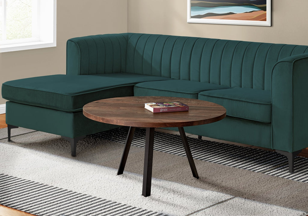 Monarch Specialties I 7814 Coffee Table, Accent, Cocktail, Round, Living Room, 36"dia, Metal, Laminate, Brown, Black, Contemporary, Modern - - Mounts For Less