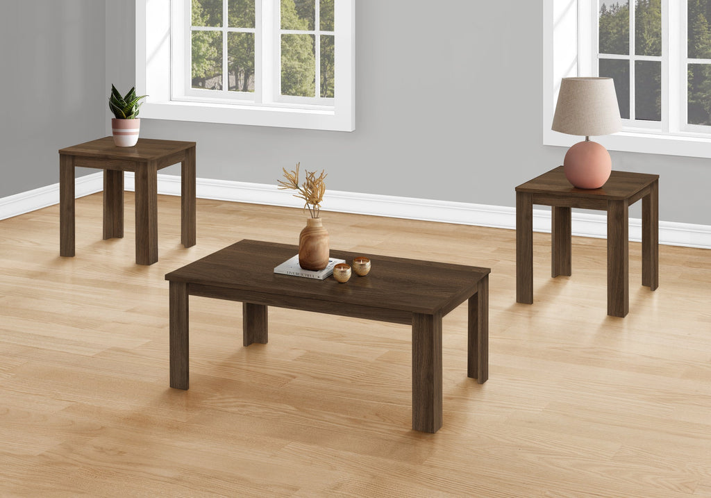 Monarch Specialties I 7862P Table Set, 3pcs Set, Coffee, End, Side, Accent, Living Room, Laminate, Walnut, Transitional - - Mounts For Less