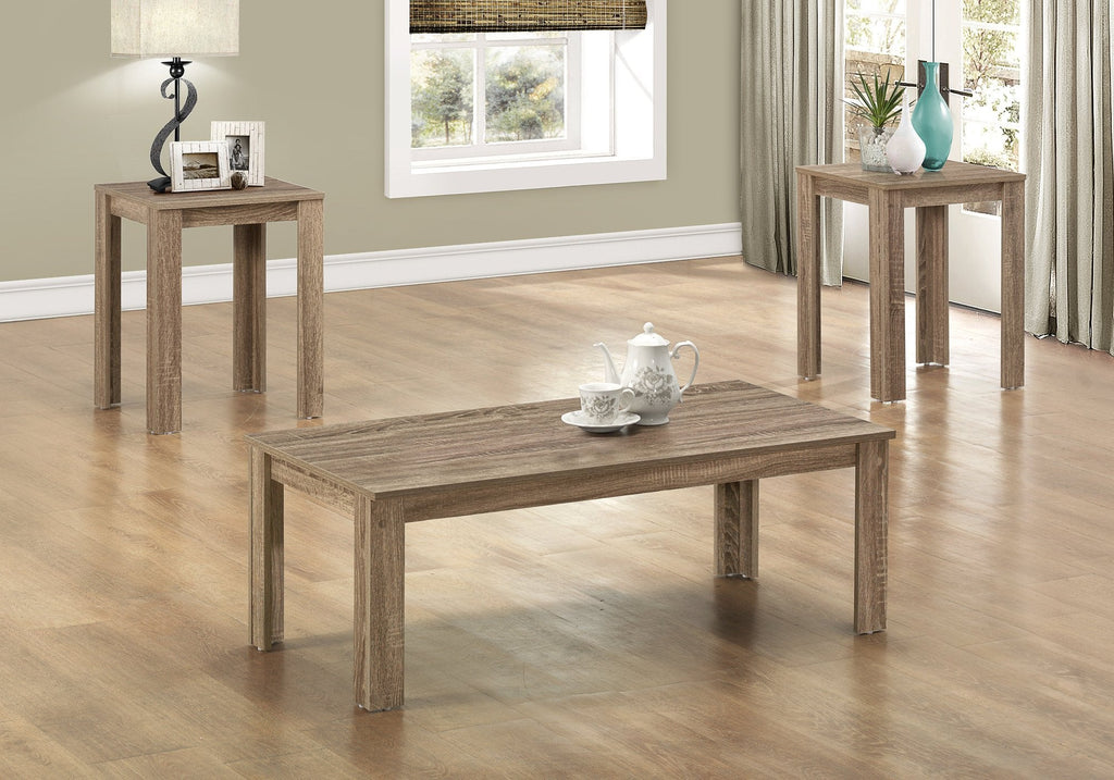 Monarch Specialties I 7912P Table Set, 3pcs Set, Coffee, End, Side, Accent, Living Room, Laminate, Brown, Transitional - - Mounts For Less