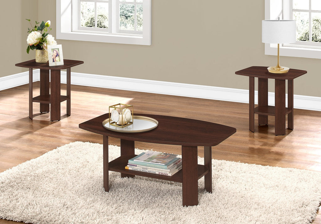 Monarch Specialties I 7923P Table Set, 3pcs Set, Coffee, End, Side, Accent, Living Room, Laminate, Brown, Transitional - - Mounts For Less
