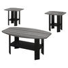 Monarch Specialties I 7928P Table Set, 3pcs Set, Coffee, End, Side, Accent, Living Room, Laminate, Black, Grey, Transitional - - Mounts For Less