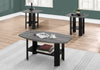 Monarch Specialties I 7928P Table Set, 3pcs Set, Coffee, End, Side, Accent, Living Room, Laminate, Black, Grey, Transitional - - Mounts For Less