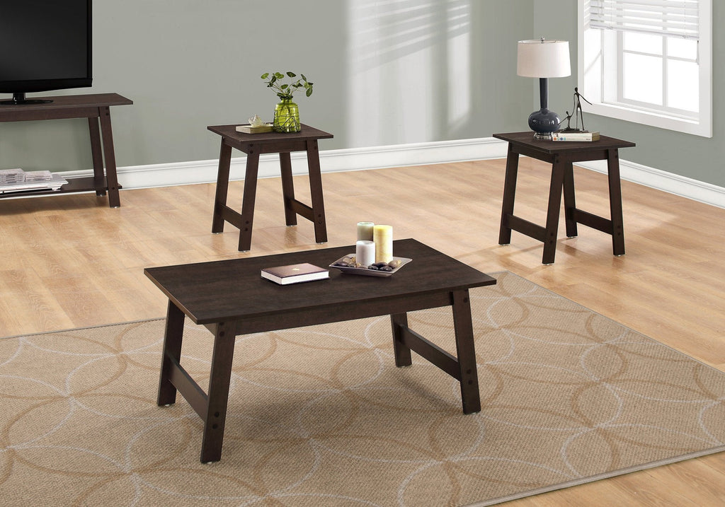 Monarch Specialties I 7930P Table Set, 3pcs Set, Coffee, End, Side, Accent, Living Room, Laminate, Brown, Transitional - - Mounts For Less