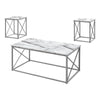 Monarch Specialties I 7953P Table Set, 3pcs Set, Coffee, End, Side, Accent, Living Room, Metal, Laminate, White Marble Look, Grey, Contemporary, Modern - - Mounts For Less