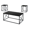 Monarch Specialties I 7954P Table Set, 3pcs Set, Coffee, End, Side, Accent, Living Room, Metal, Laminate, Black Marble Look, Contemporary, Modern - - Mounts For Less