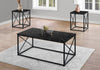 Monarch Specialties I 7954P Table Set, 3pcs Set, Coffee, End, Side, Accent, Living Room, Metal, Laminate, Black Marble Look, Contemporary, Modern - - Mounts For Less