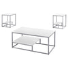 Monarch Specialties I 7961P Table Set, 3pcs Set, Coffee, End, Side, Accent, Living Room, Metal, Laminate, White, Grey, Contemporary, Modern - - Mounts For Less