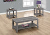 Monarch Specialties I 7991P Table Set, 3pcs Set, Coffee, End, Side, Accent, Living Room, Laminate, Grey, Transitional - - Mounts For Less