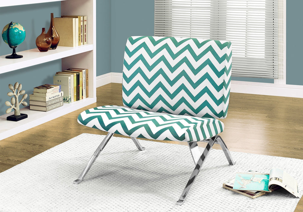 Monarch Specialties I 8136 Accent Chair, Armless, Fabric, Living Room, Bedroom, Fabric, Metal, Green, Chrome, Contemporary, Modern - - Mounts For Less