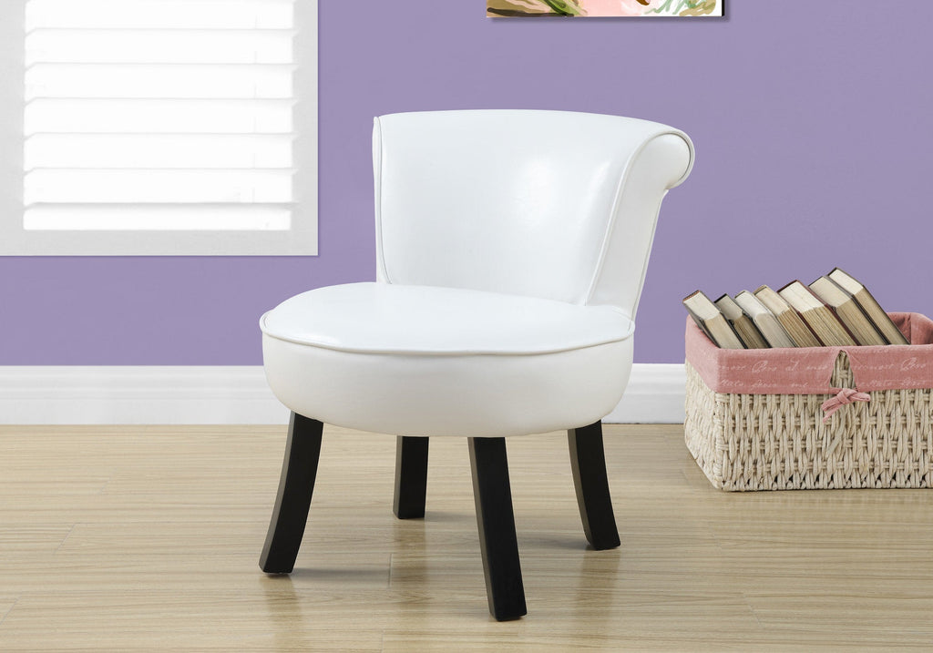 Monarch Specialties I 8155 Juvenile Chair, Accent, Kids, Upholstered, Pu Leather Look, White, Contemporary, Modern - - Mounts For Less