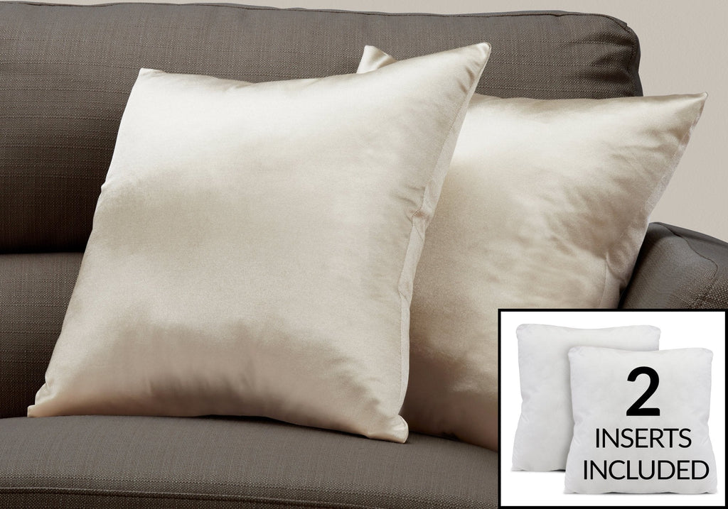Monarch Specialties I 9335 Pillows, Set Of 2, 18 X 18 Square, Insert Included, Decorative Throw, Accent, Sofa, Couch, Bedroom, Polyester, Hypoallergenic, Gold, Modern - - Mounts For Less
