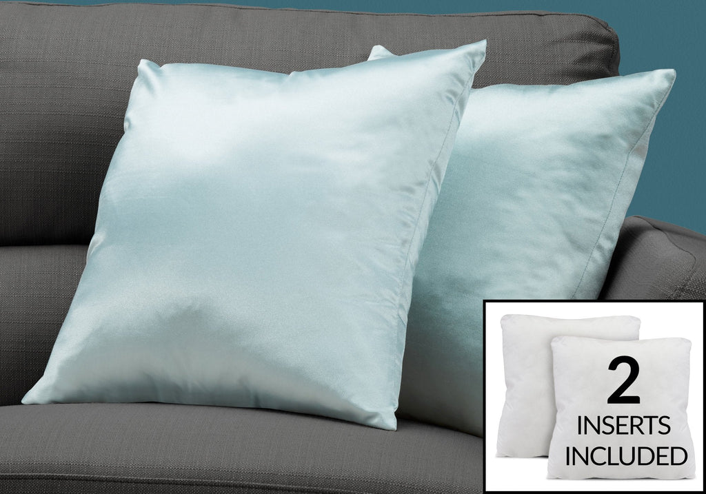 Monarch Specialties I 9341 Pillows, Set Of 2, 18 X 18 Square, Insert Included, Decorative Throw, Accent, Sofa, Couch, Bedroom, Polyester, Hypoallergenic, Blue, Modern - - Mounts For Less