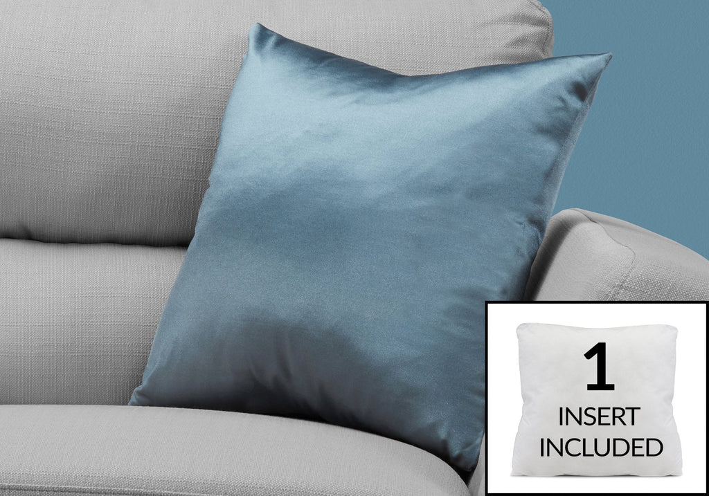 Monarch Specialties I 9342 Pillows, 18 X 18 Square, Insert Included, Decorative Throw, Accent, Sofa, Couch, Bedroom, Polyester, Hypoallergenic, Blue, Modern - - Mounts For Less