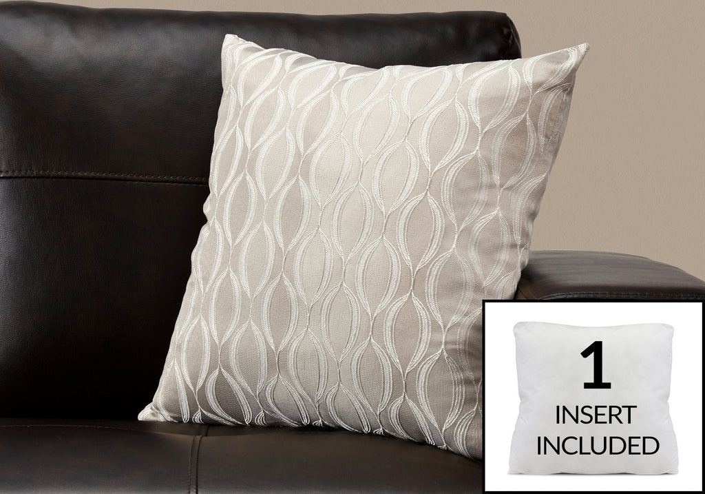 Monarch Specialties I 9344 Pillows, 18 X 18 Square, Insert Included, Decorative Throw, Accent, Sofa, Couch, Bedroom, Polyester, Hypoallergenic, Beige, Modern - - Mounts For Less