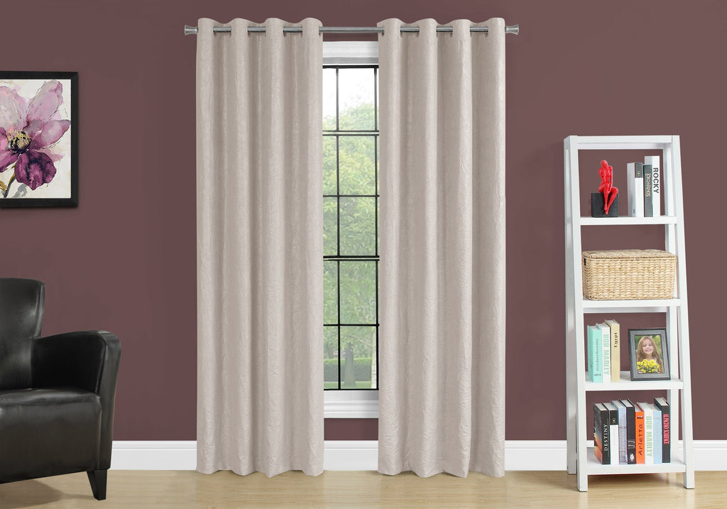 Monarch Specialties I 9817 Curtain Panel, 2pcs Set, 54"w X 84"l, Room Darkening, Grommet, Living Room, Bedroom, Kitchen, Micro Suede, Polyester, Beige, Contemporary, Modern - - Mounts For Less