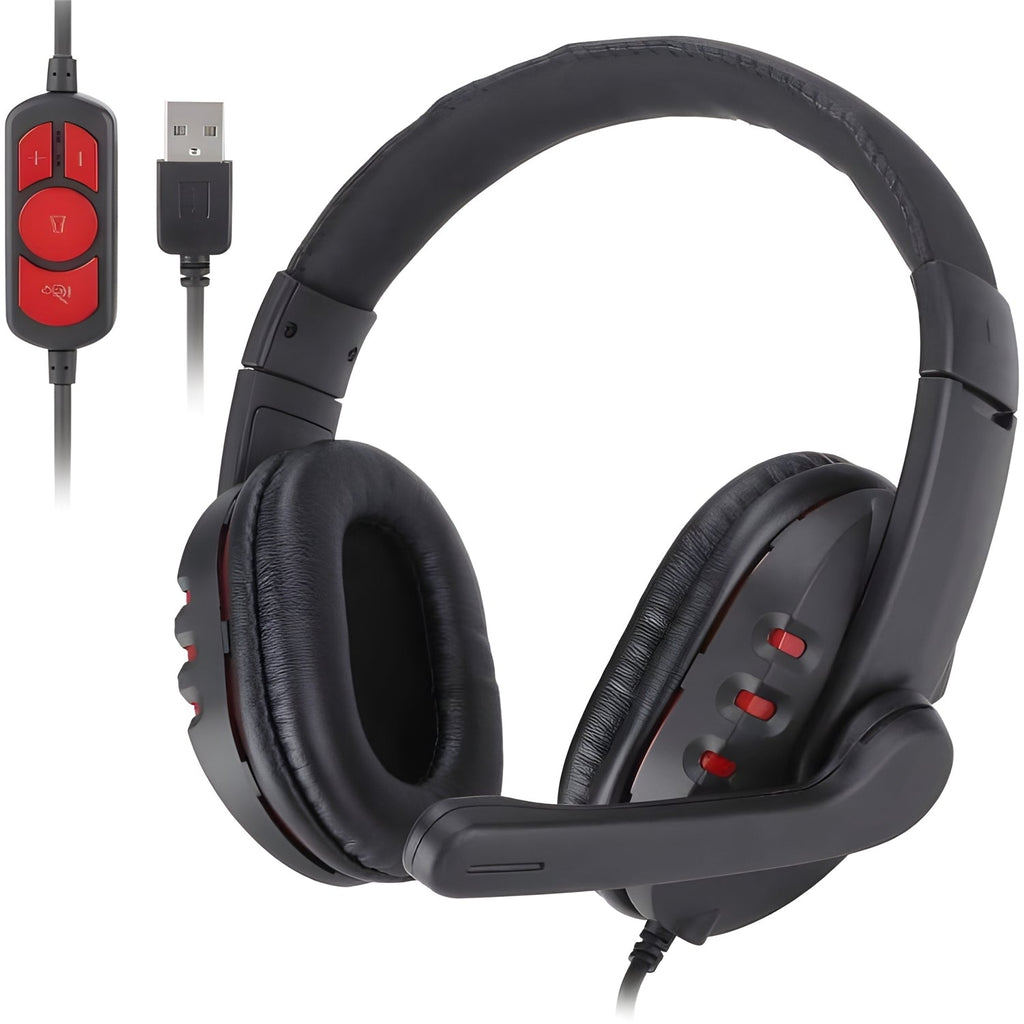 Ovleng - USB Wired Gaming Headset with Microphone and Remote Control, Black - - Mounts For Less