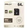 PNY Elite 64 GB microSDXC Class 10/UHS-I (U1) 85 MB/s Read - - Mounts For Less