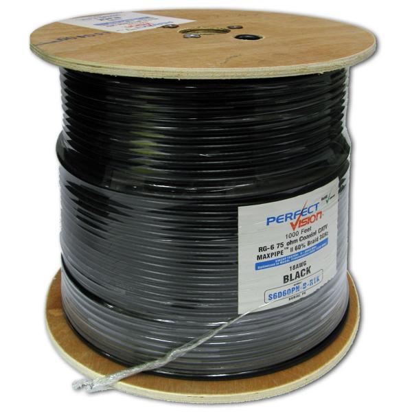 Perfect Vision Coaxial Cable RG6 Outdoor 3GHz 60% Braided Direct Burial Gel Black - - Mounts For Less