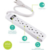 Philips - 2 Pack 6 Outlet Surge Protector, 450 Joule Protection, White - - Mounts For Less