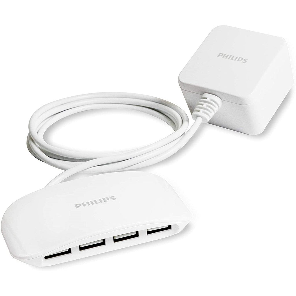 Philips - Charging Station with 4 USB Ports 4.8A, White - - Mounts For Less