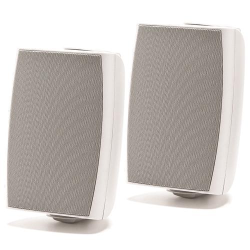 Prologue AS-106W 6.5" 100W Outdoor-Indoor Speakers Pair 8 Ohms Or 70V With Wall Mounting Brackets White - - Mounts For Less