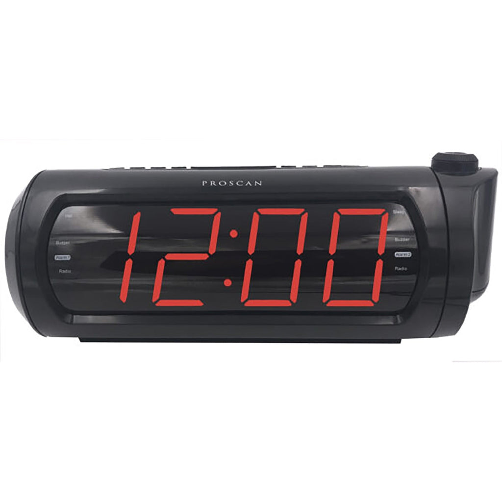 Proscan - Dual Alarm Clock Radio, Projects Time to Wall or Ceiling, 1.8" Screen, Black - PCR1245 - - Mounts For Less