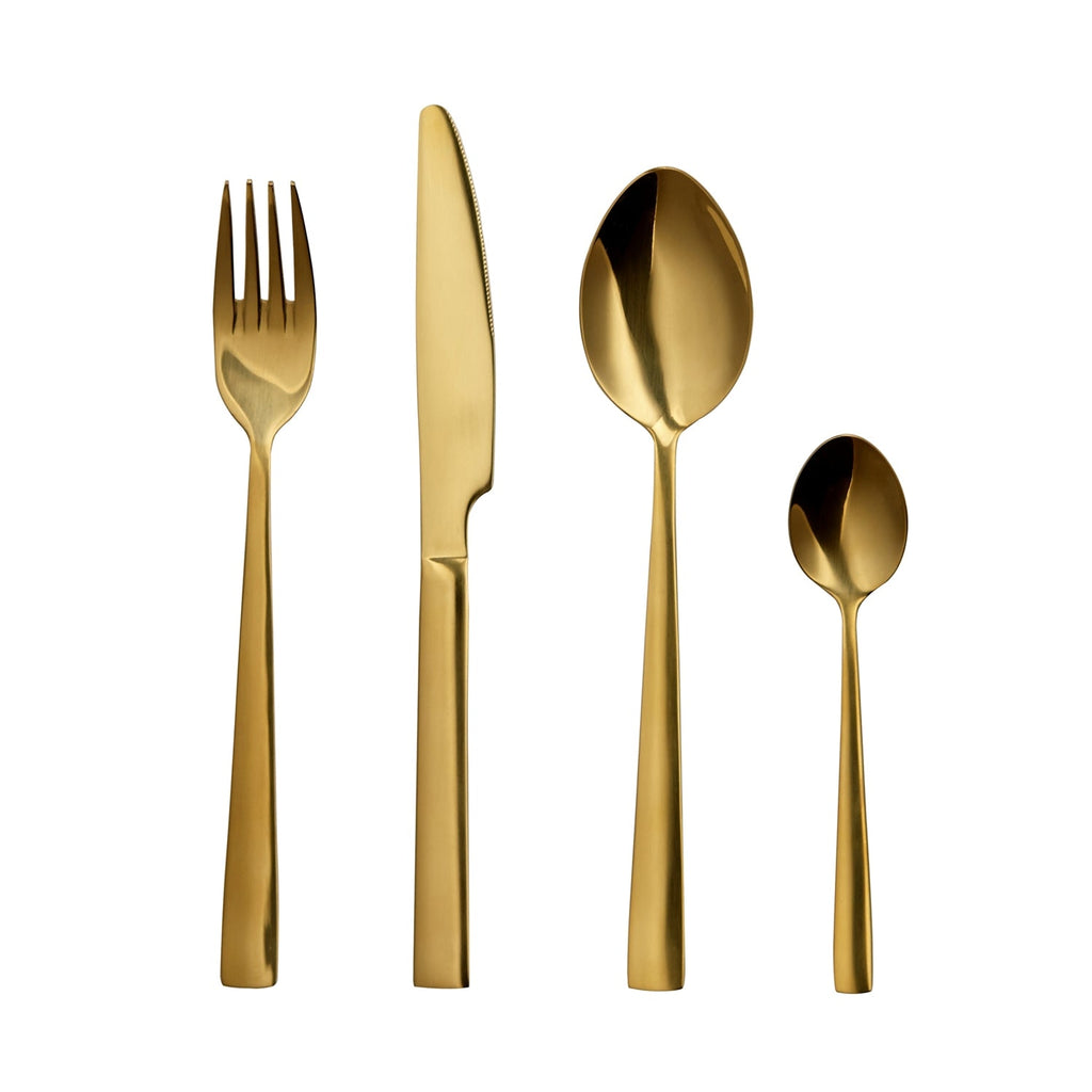 Safdie & Co - Stainless Steel Flatware/Cutlery Set, 16 Pieces, Dishwasher Safe, Gold - - Mounts For Less