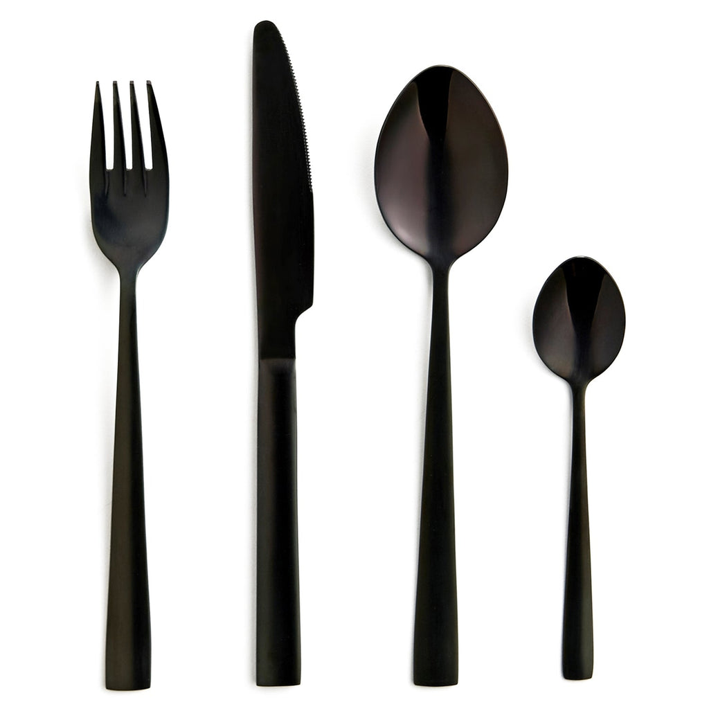 Safdie & Co - Stainless Steel Flatware/Cutlery Set, 16 Pieces, Dishwasher Safe, Onyx Black - - Mounts For Less