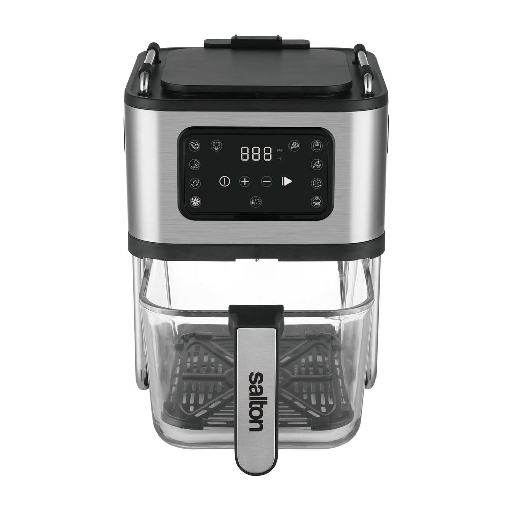 Salton AF2090 Air Fryer, 4.6L Capacity, 10 Preset Functions, Glass Basket, Black - - Mounts For Less